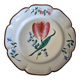 Assiette ancienne Les Islettes Lunéville Motif Tulipe