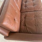 Vintage Danish retro Svend Skipper 3 person sofa in chestnut brown leather