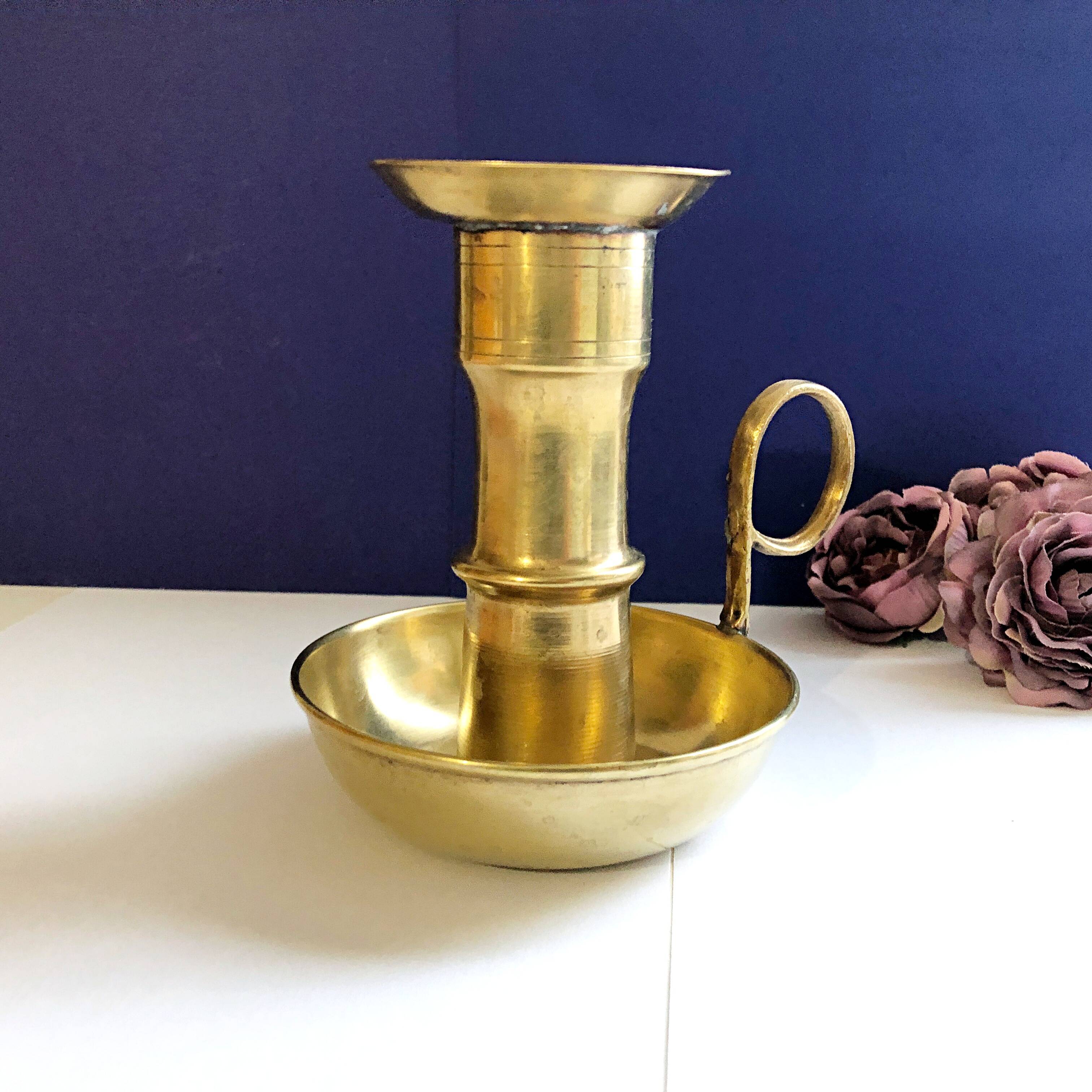 Large artisanal hand candle holder cellar rat gilded copper vintage atypical