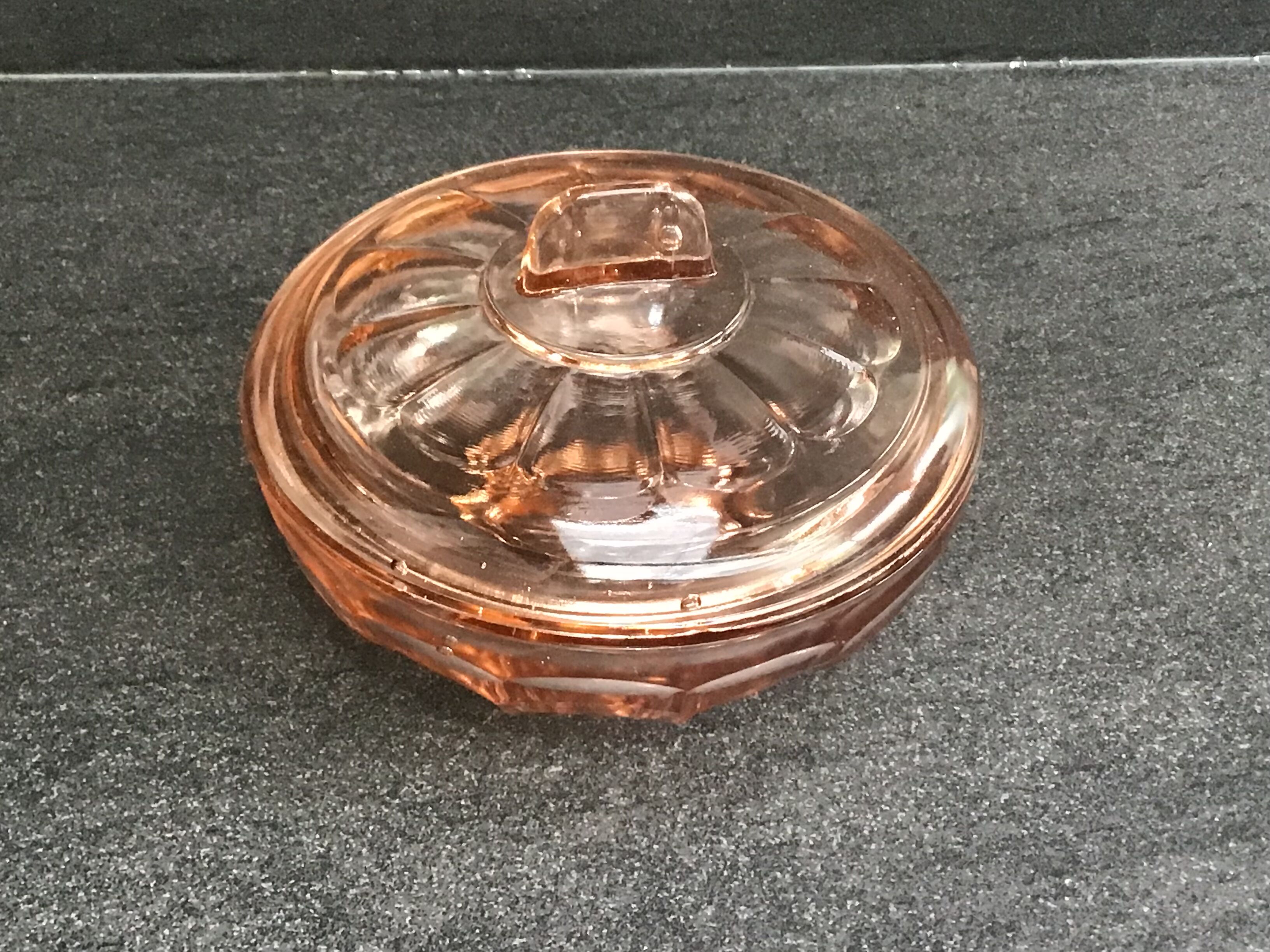 Vintage pink glass candy box