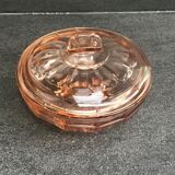 Bonbonnière vintage en verre rose