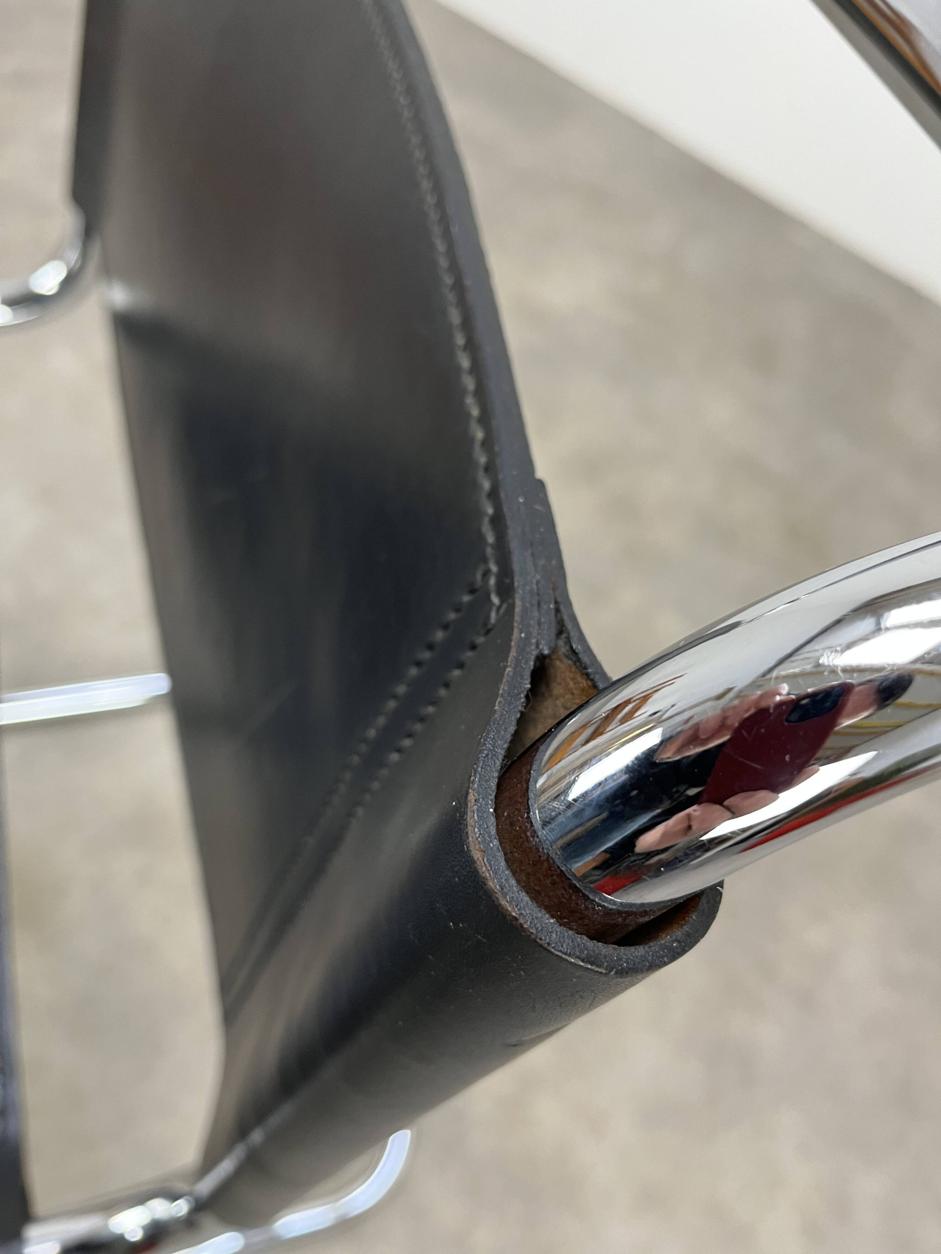 B33 chair black leather, 1980, Marcel Breuer