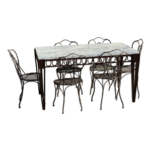 Table en marbre et 6