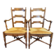 Pair of solid walnut armchairs in Provençal style
