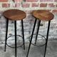 Cocktail bar in teak and metal and its 2 vintage stools 1950'S