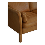 Danish Midcentury 3-seater canapé by Stouby in cognac brown leather, made in the 1970s.