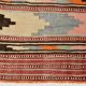 Tapis Kilim fait main rayé rose blush et marron, 131x196 cm