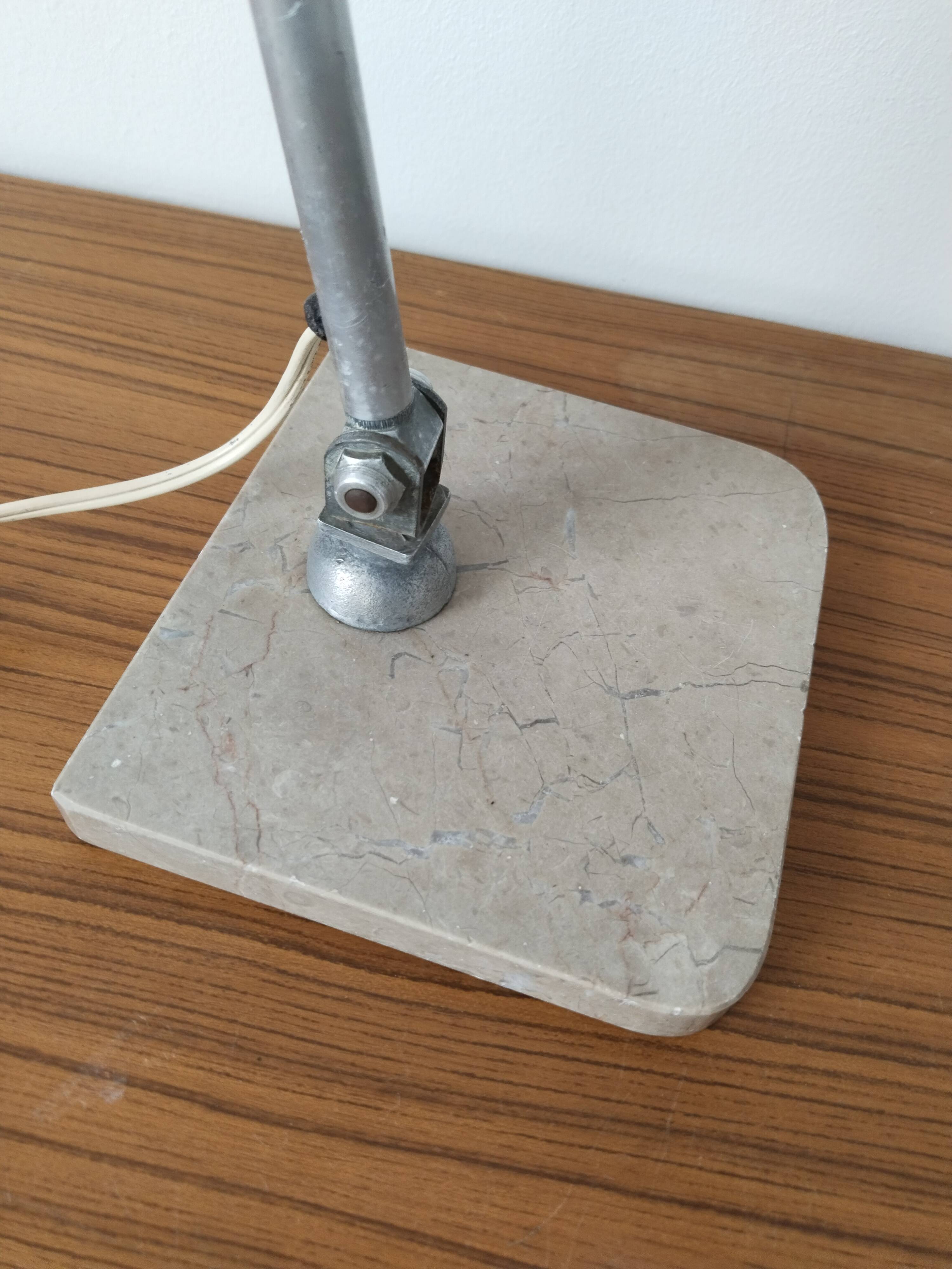 Articulated desk lamp, in aluminum and marble