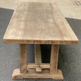 Renovated farmhouse dining table in raw solid wood 200cm 20th century