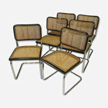 Suite 6 chaises Cesca B32 Marcel Breuer vintage des années 70