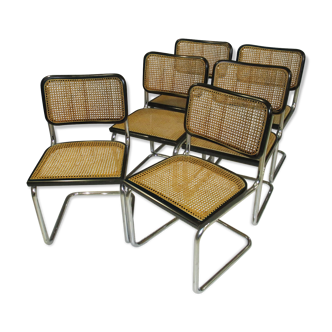 Suite 6 chaises Cesca B32 Marcel Breuer vintage des années 70