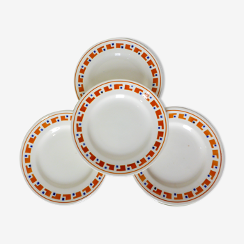 4 assiettes plates en terre de fer des Salins modèle Lucette