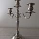 Pair of 3-light candlesticks in silver metal
