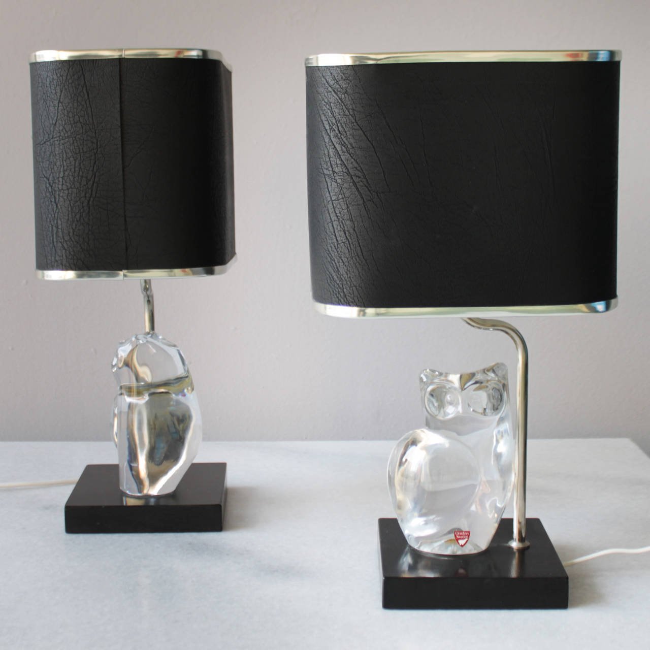 Pair of lamps by Olle Alberius for Orrefors Crystal