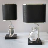 Pair of lamps by Olle Alberius for Orrefors Crystal