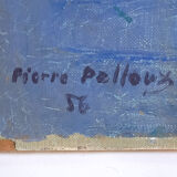 Old paint by Pierre Pelloux (1903-1975) - bunch of Dahlia