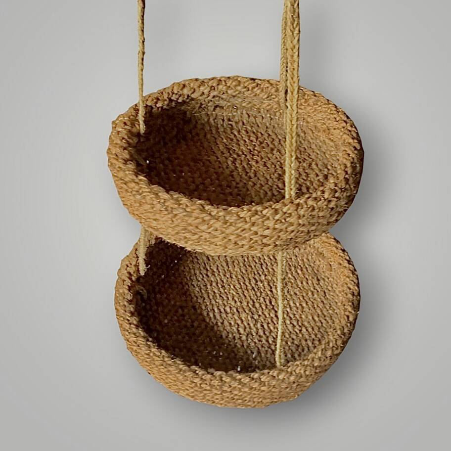 Vintage natural rush three-tier hanging basket