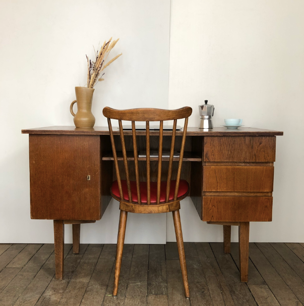 Bureau vintage en bois foncé