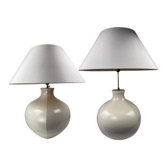 Pair large ceramic crackle floor or table  lamps by Kostka, France 1970s. 107 cm