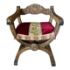 Fauteuil dagobert debut XXe bois sculpte blason neogothique sculpture