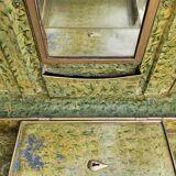 Old trunk - travel vanity case in metal and brass