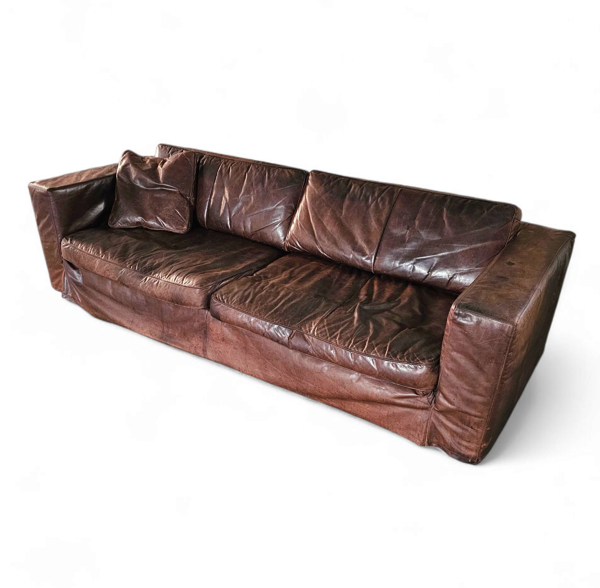 Massive / loose cover / brown leather / lounge sofa / 1970s/