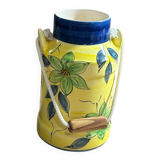 Ceramic milk jug with floral decoration / vase / pitcher green / yellow 20cm