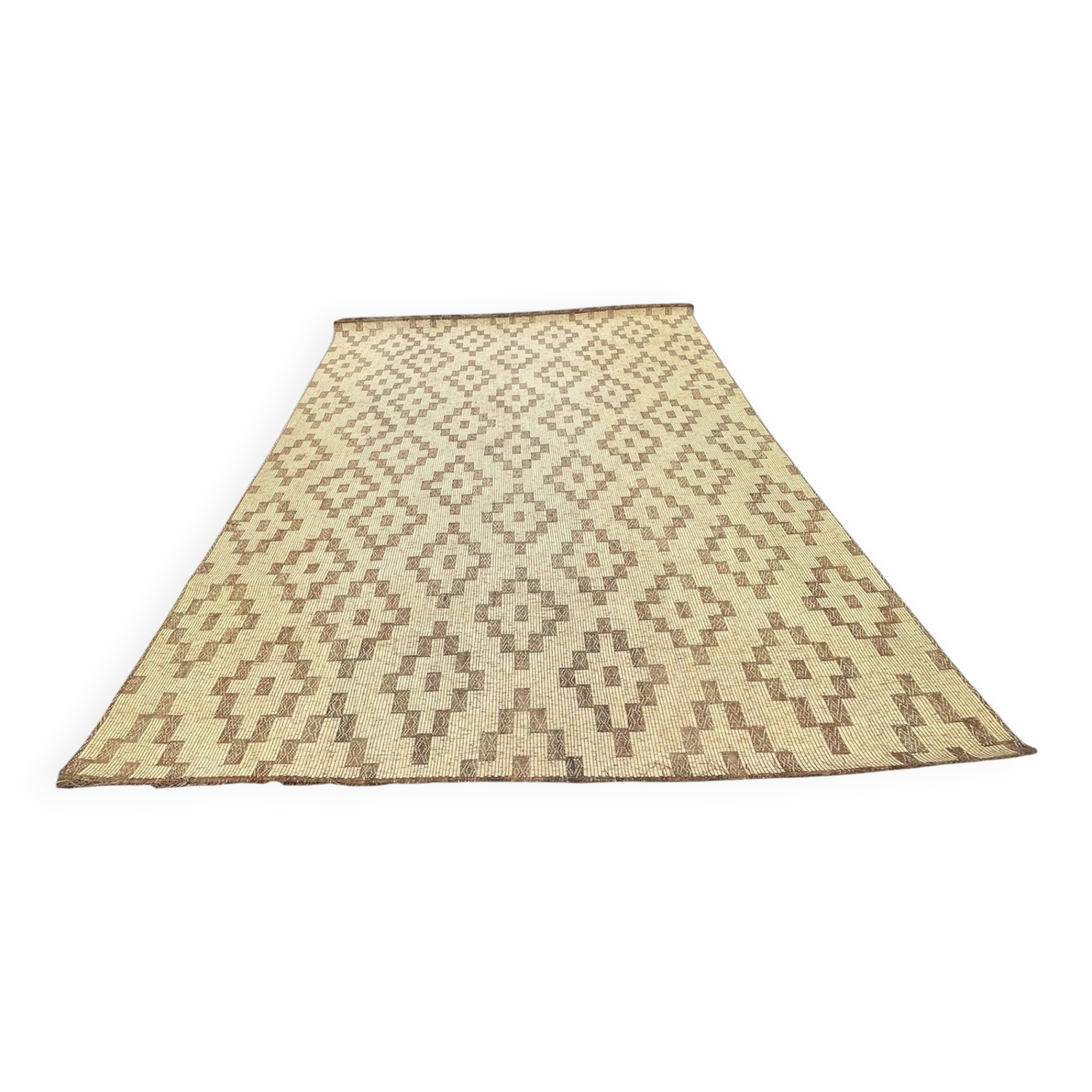 Natte touareg vintage en cuir et roseau