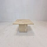 Table basse italienne en travertin, années 1980