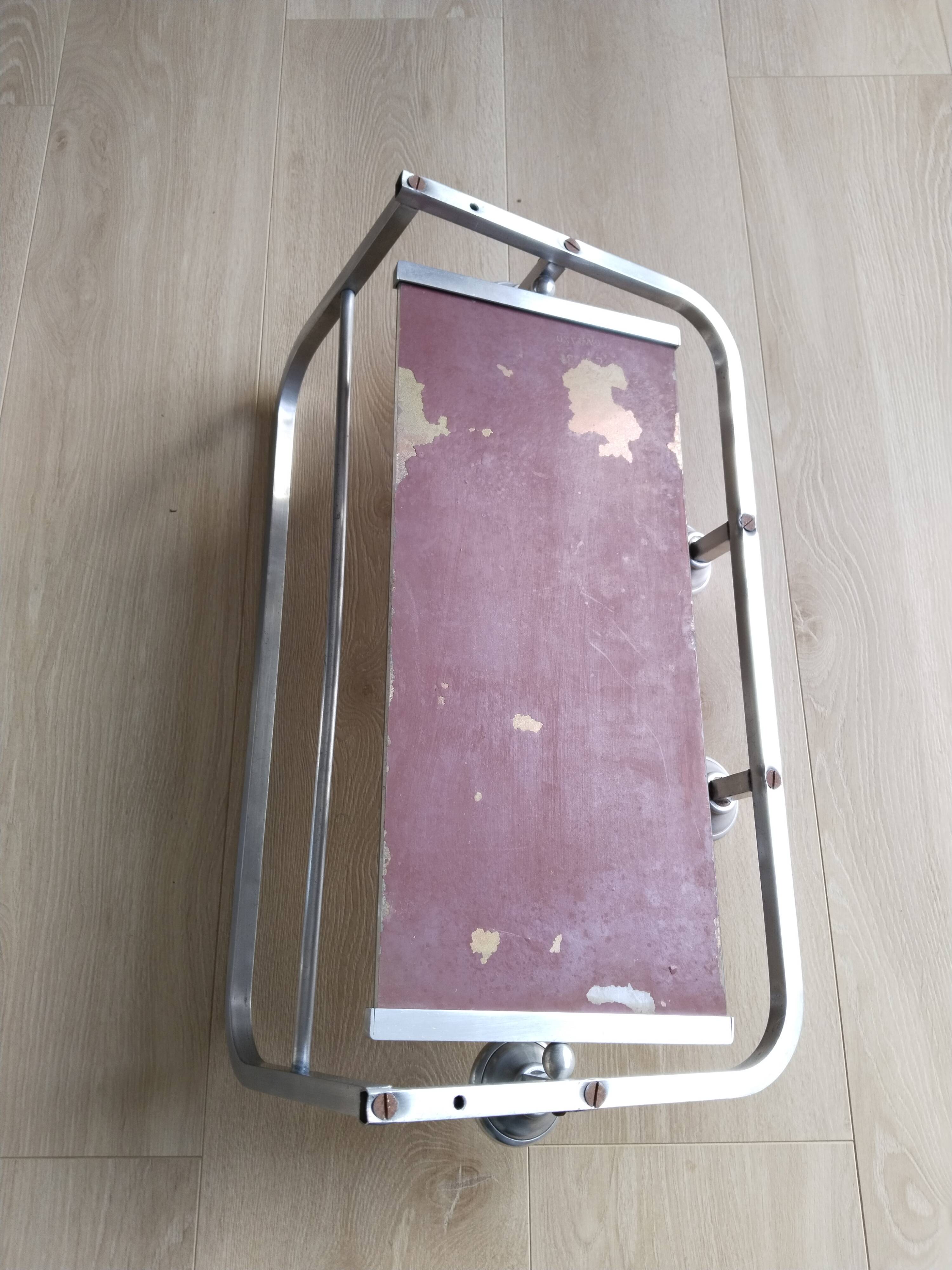 Coat rack in aluminum and mirror, vintage, Sncf style, luggage rack, hat rack