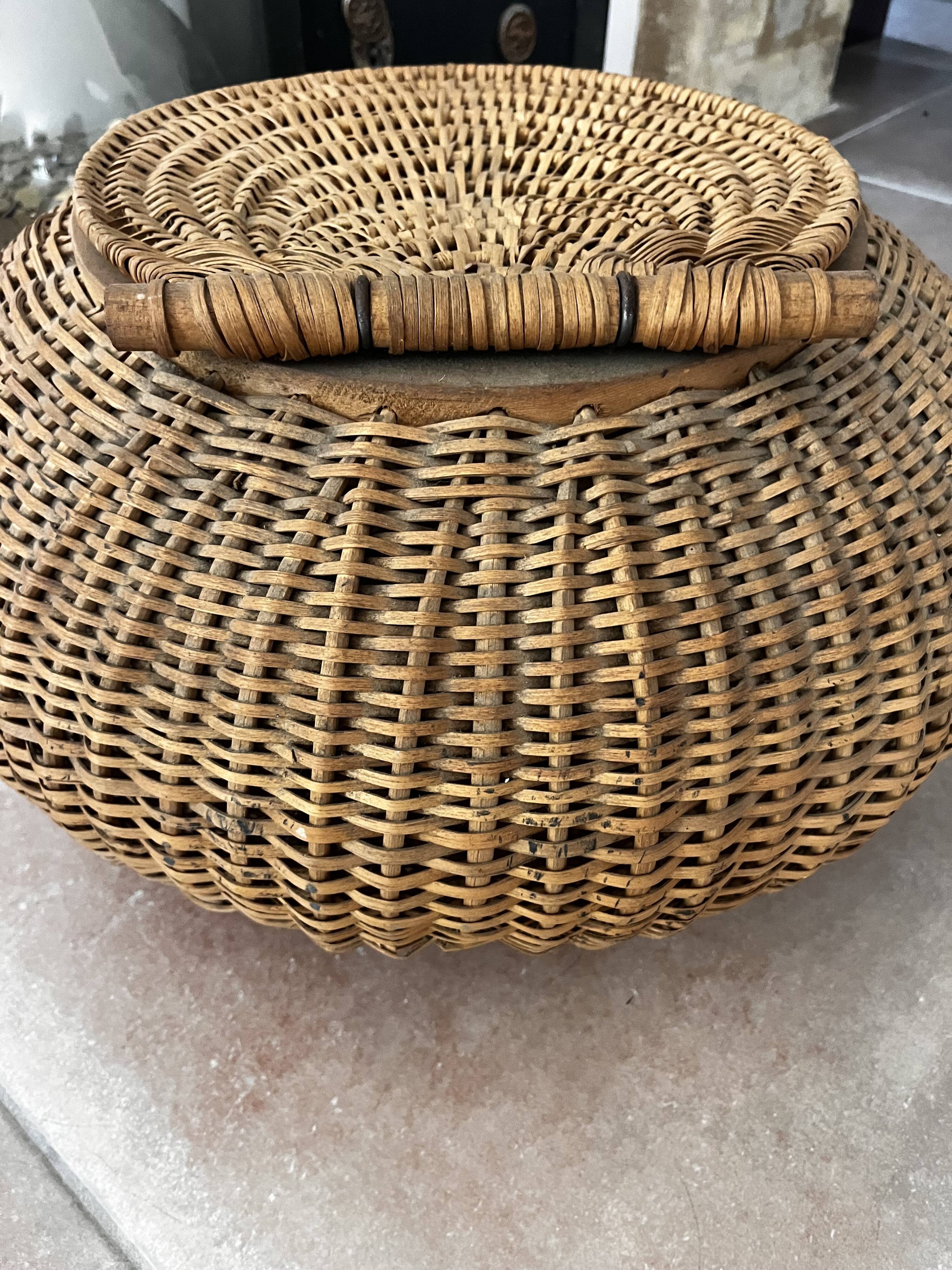 Wood and wicker basket