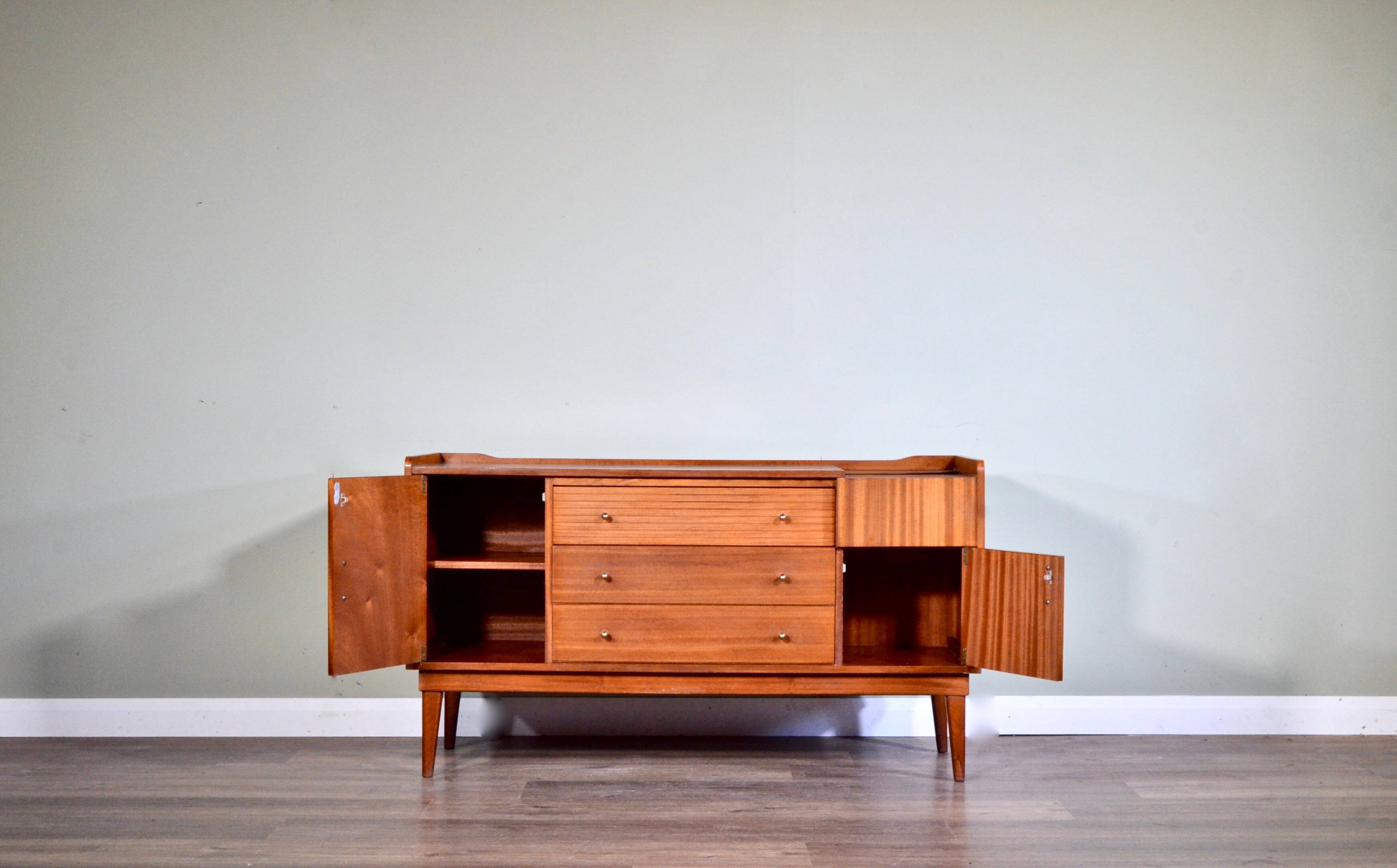 Midcentury Petite Sideboard / Cabinet In Teak From Austinsuite. Vintage Mod