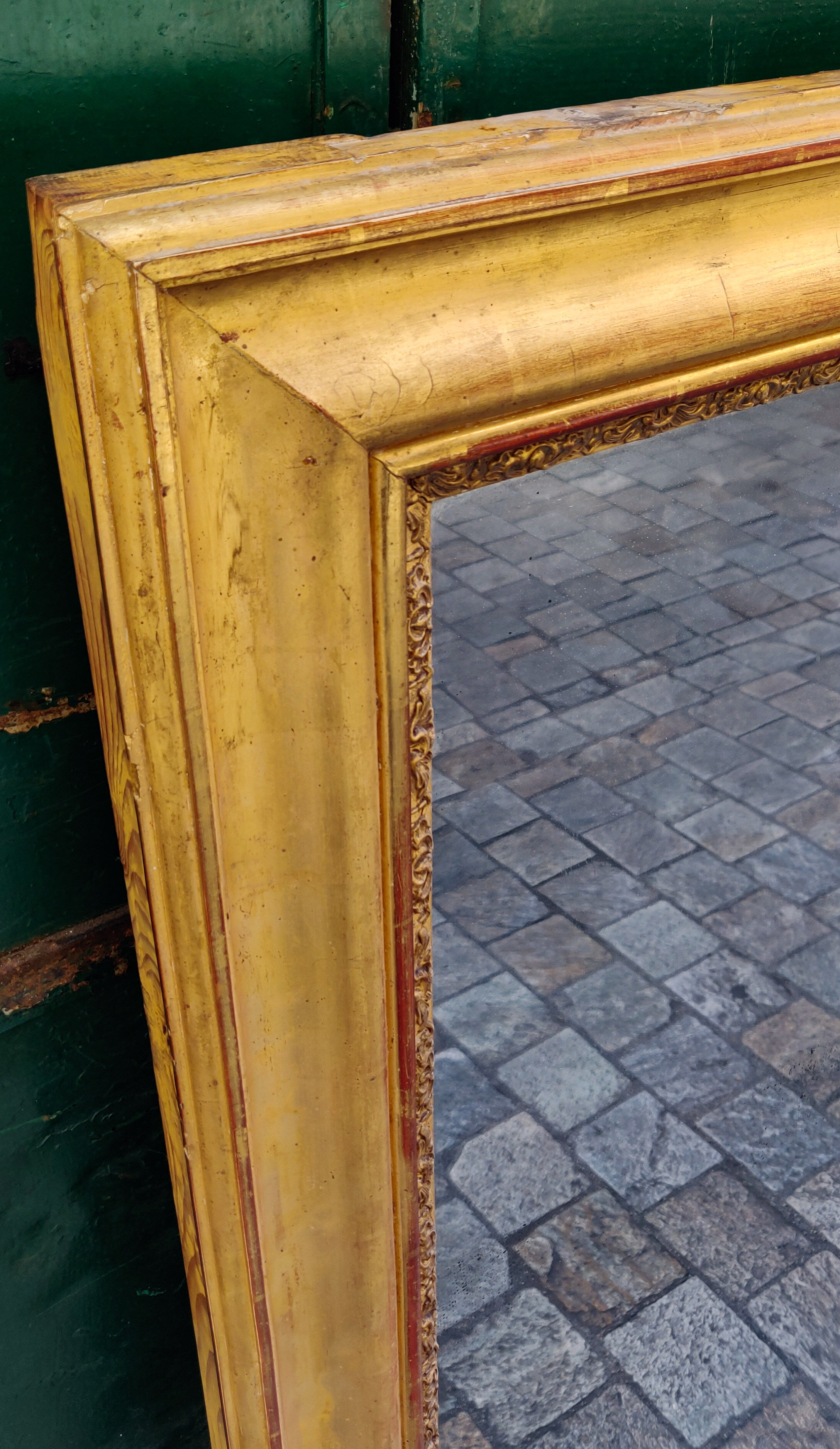 Louis-Philippe mirror with mercury and gold leaf 113x140cm