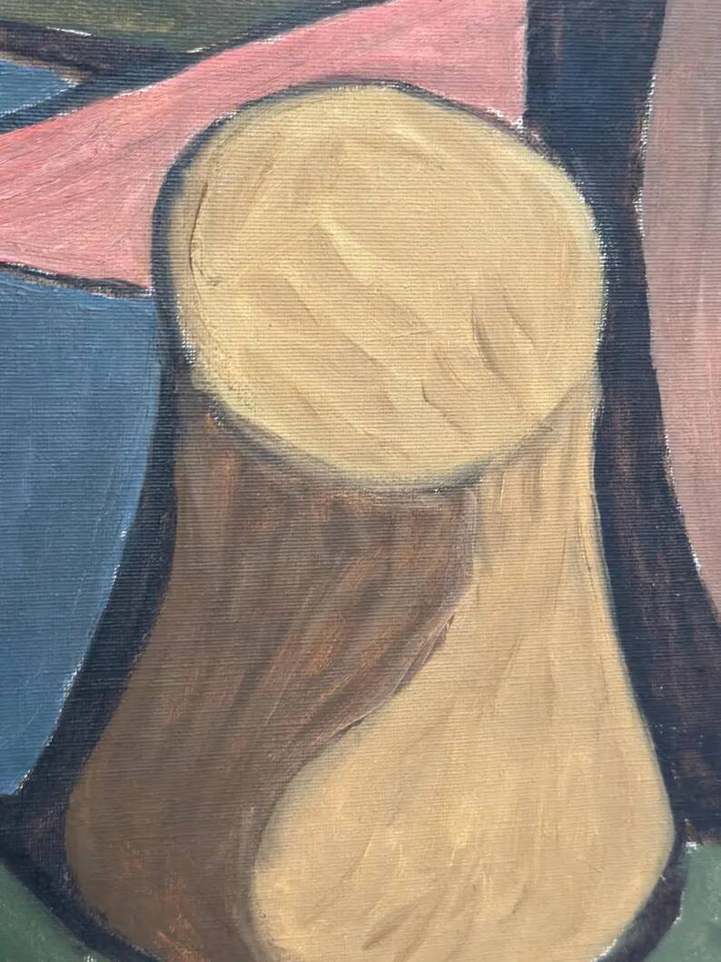 Large Original Swedish Oil on Canvas – "Spansk By" by Emil Clahr (1905–1983) – Signed – 1961 – Vintage & Framed