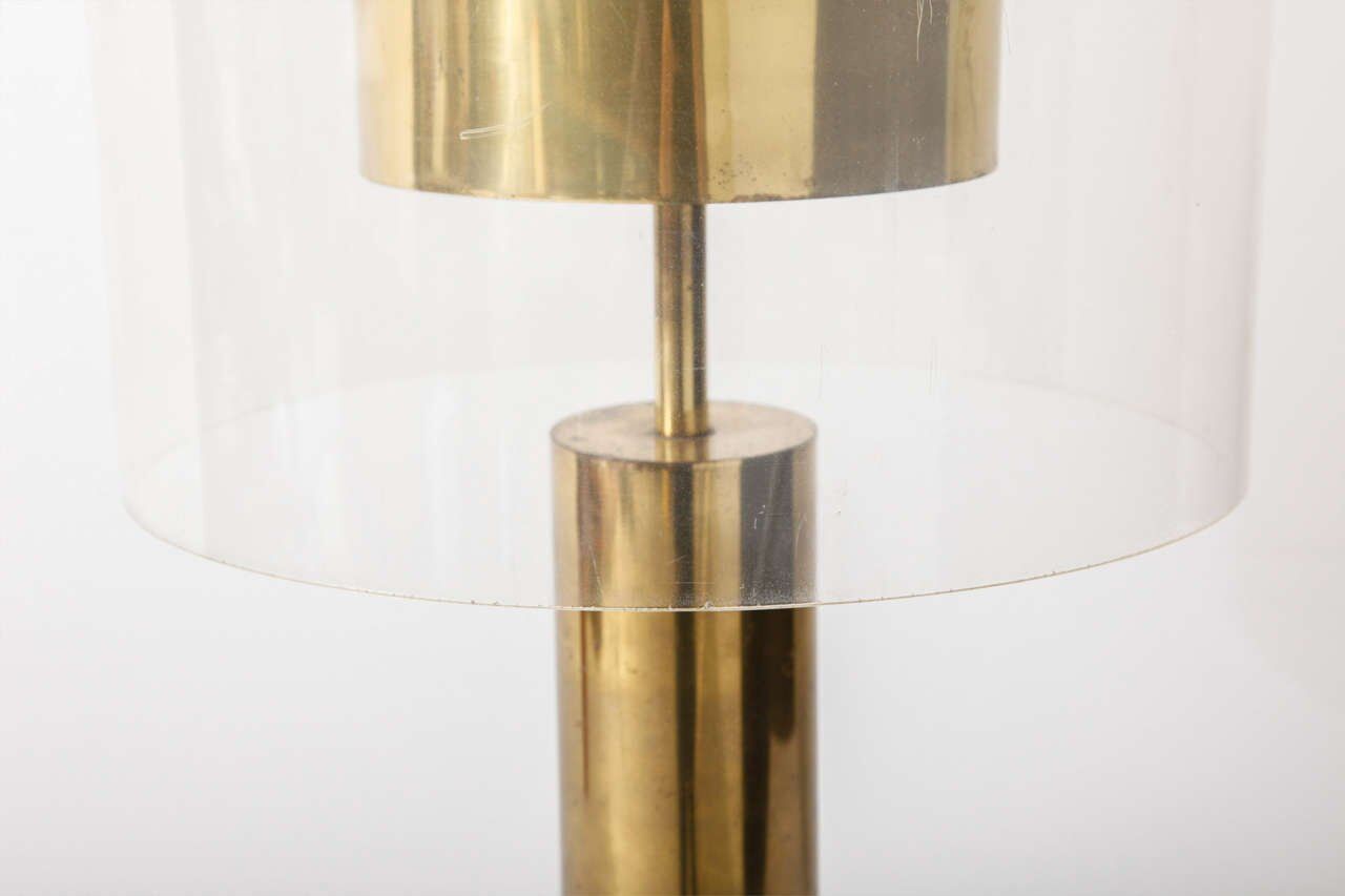 In wood and lucite France 1970 s desk lamp