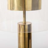In wood and lucite France 1970 s desk lamp