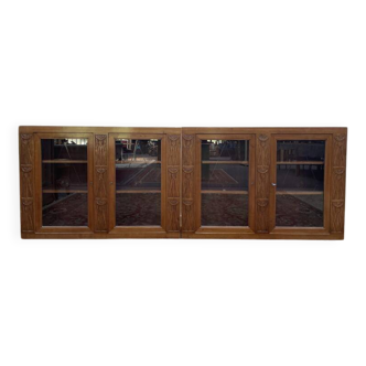 Paire de vitrine à suspendre Art Nouveau en frêne