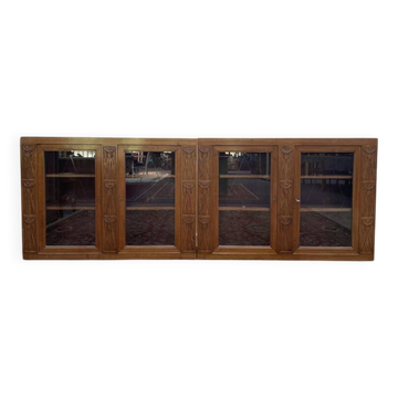 Paire de vitrine à suspendre Art Nouveau en frêne