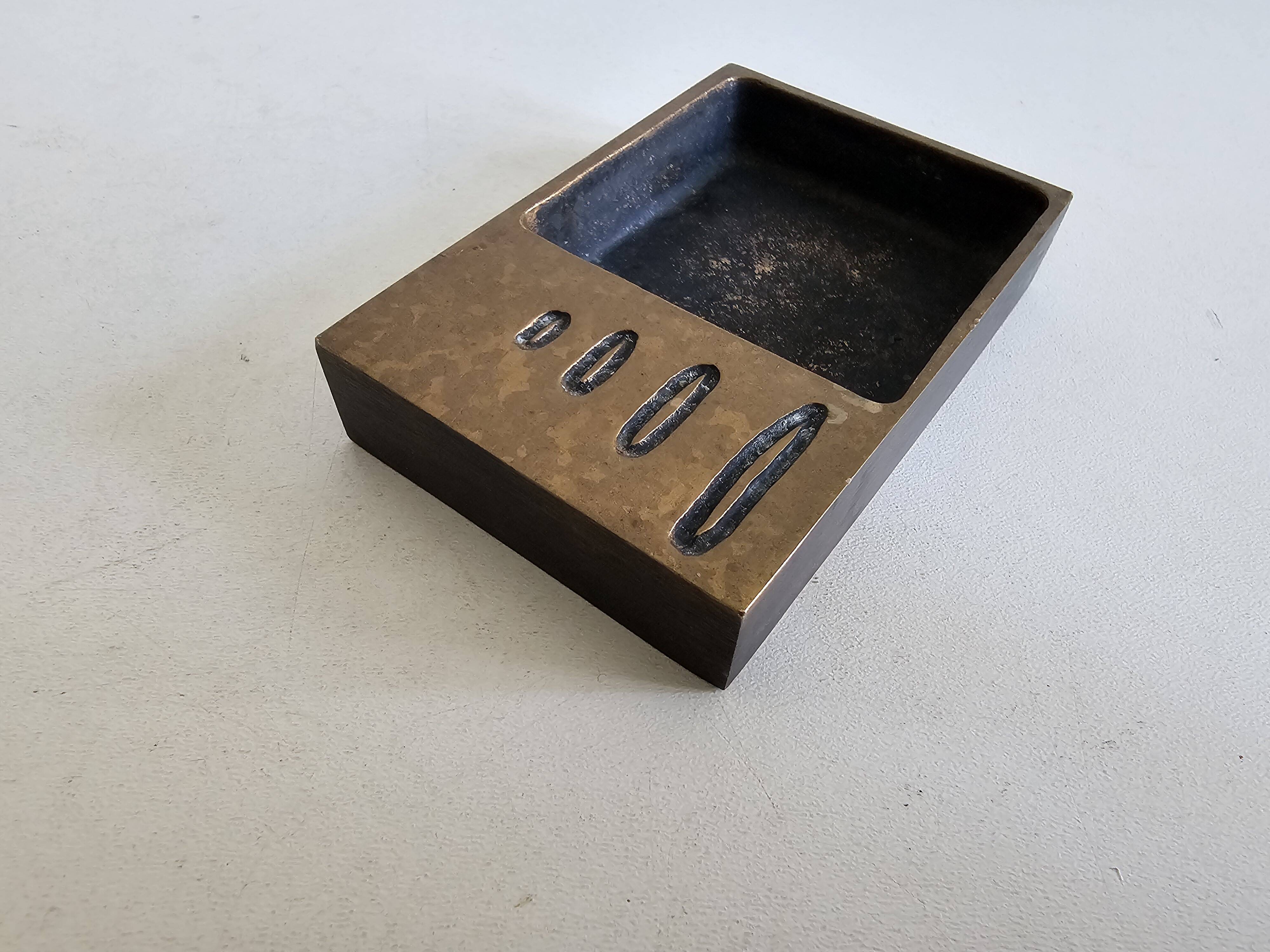 Bronze ashtray attributed to Jacques Lauterbach vintage water from the 1970s