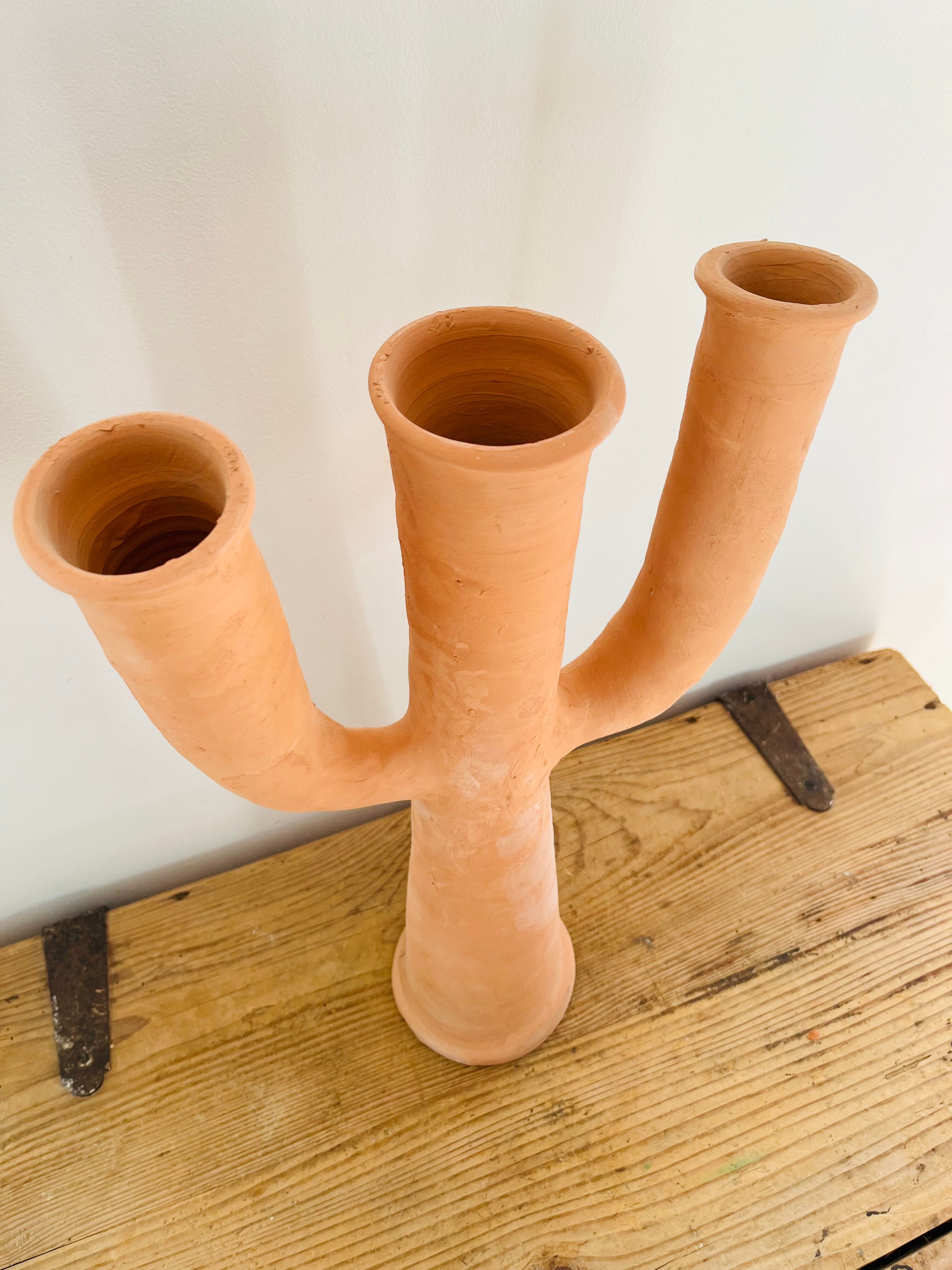 Moroccan raw terracotta candle holder