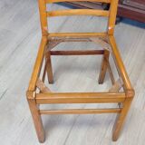Set of 6 chairs, Scandinavian, vintage, retractable rattan seat