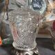Antique glass compotier on metal stand