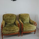 Fauteuils bergere anglais vert