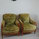 Green English bergere armchairs