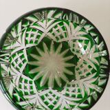 Green and transparent bohemian crystal ashtray