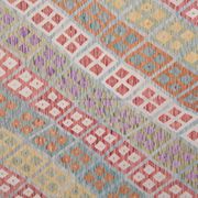 Tapis Kilim afghan multicolore : tissage plat contemporain en laine à rayures 296 x 202 cm