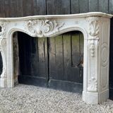 Remarkable Louis XV Style Fireplace, In Carrara Marble Circa 1880