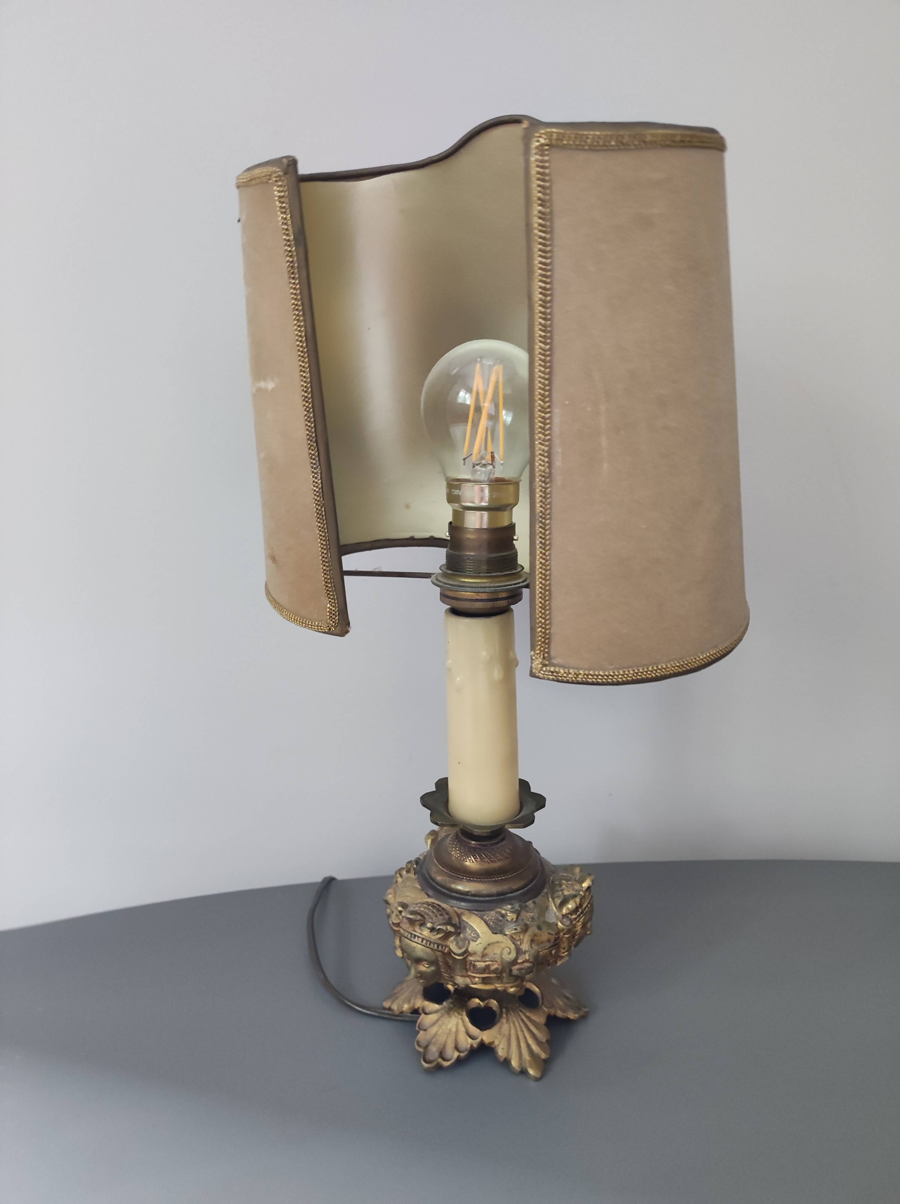 Lampe pied bronze doré style rocaille