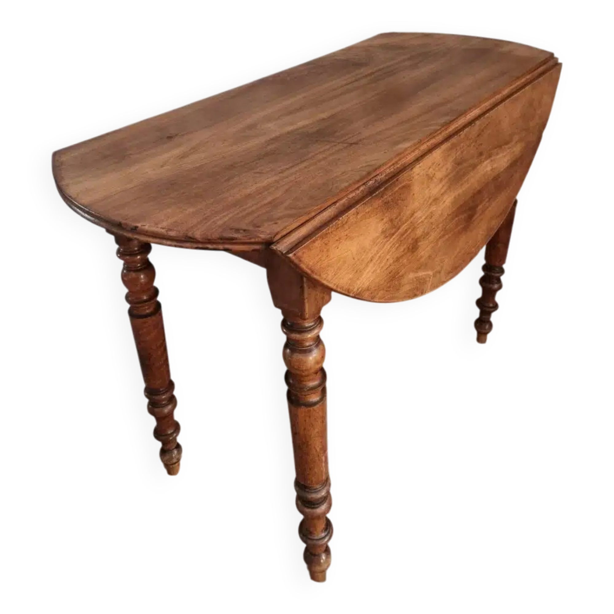Antique French walnut folding dining table