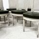 Set of seven Louis XVI style chairs in patinated beech, 20th century.